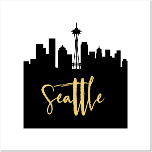 SEATTLE WASHINGTON DESIGNER SILHOUETTE SKYLINE ART Posters and Art